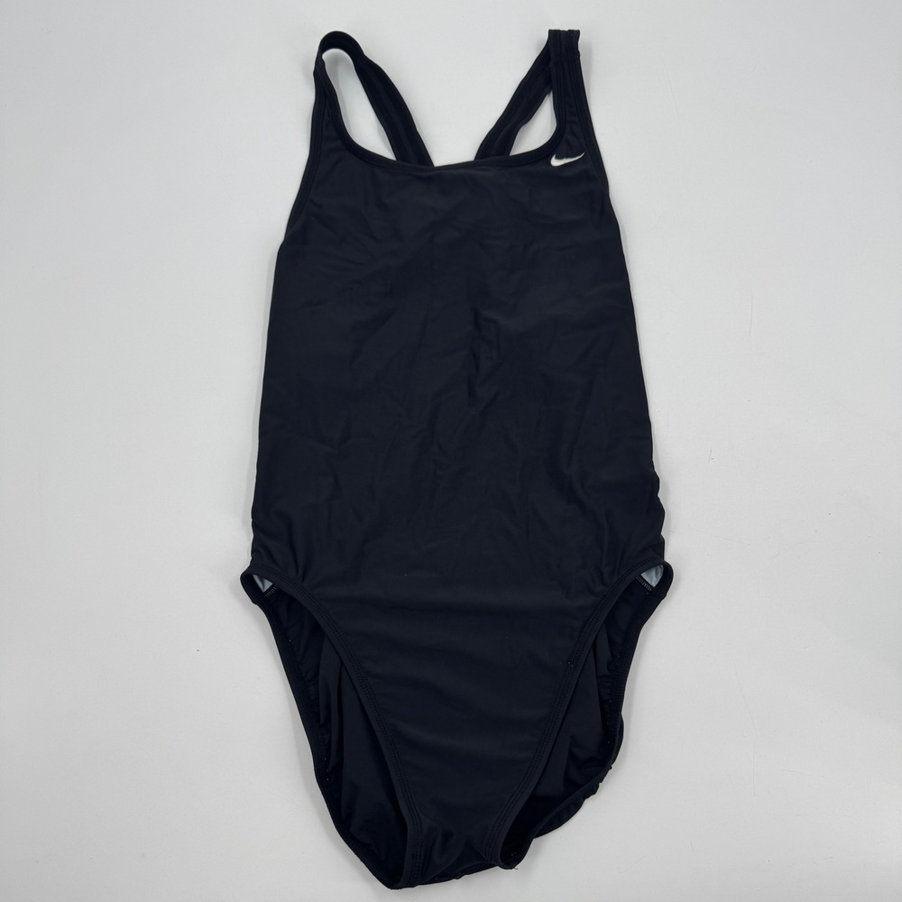 Nike One Piece Swimsuit Womens 38 12 Black Performance V-Back Training Swimwear